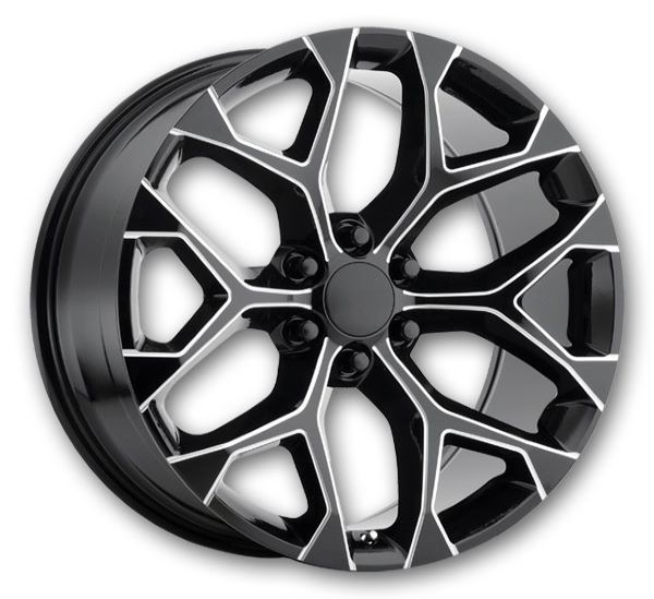 USA Replicas Wheels 781 Snowflakes 28x10 Gloss Black Milled 6x139.7 +31mm 78.1mm