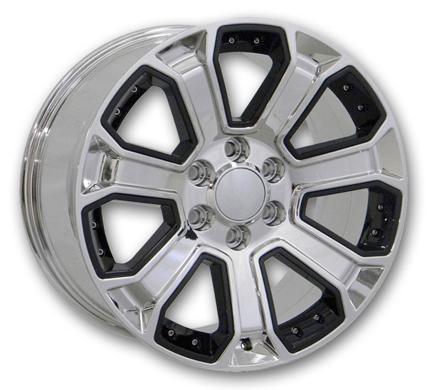 USA Replicas Wheels Denali 2015 LT709 G06 20x8.5 Chrome+Black Inserts 6x139.7 +31mm 78.1mm
