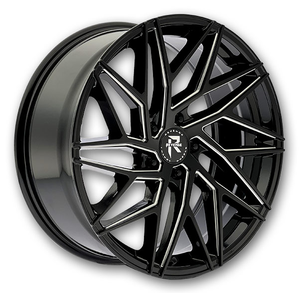 Revenge Luxury Wheels RL-102 20x8.5 Black Milled 5x120 +35mm 74.1mm