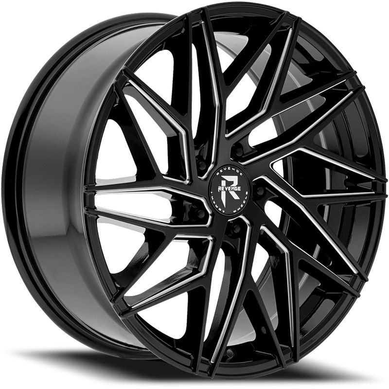 Revenge Luxury Wheels RL-102 20x8.5 Black Milled 5x120 +35mm 74.1mm