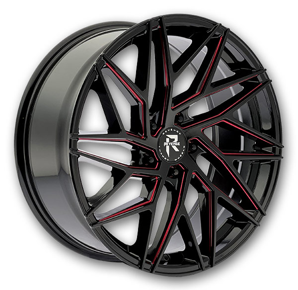 Revenge Luxury Wheels RL-102 22x9 Black Paint Red Milled 5x112 +35mm 66.56mm