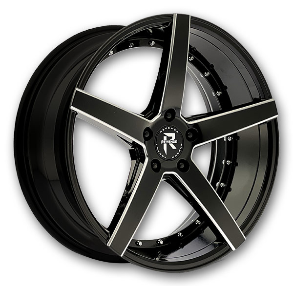 Revenge Luxury Wheels RL-103 20x8.5 Black Milled 5x114.3 +35mm 74.1mm