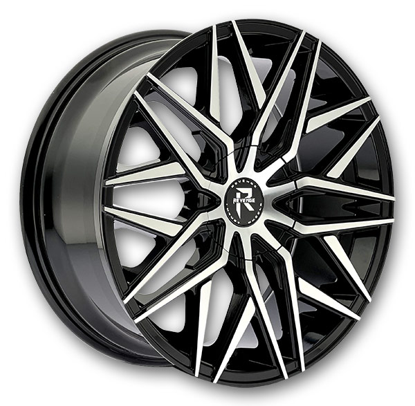 Revenge Luxury Wheels RL-104 18x8 Black Machined 5x120/5x114.3 +35mm 74.1mm