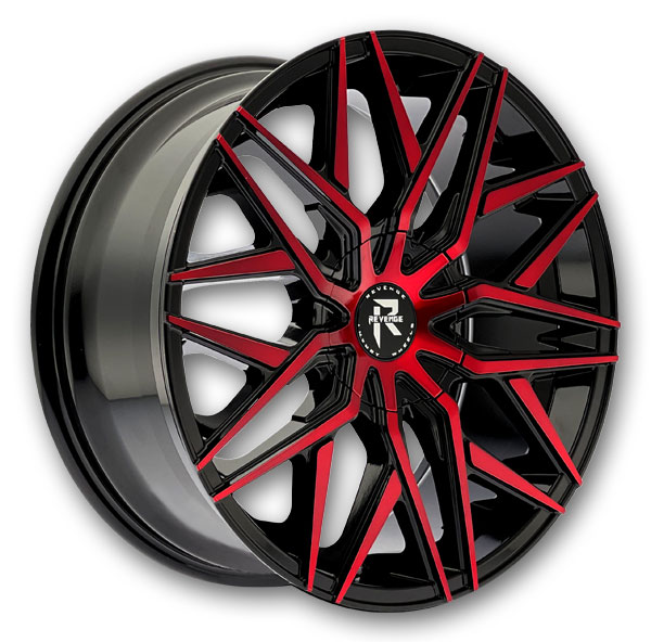 Revenge Luxury Wheels RL-104 22x8.5 Black Red Milled 5x120/5x114.3 +35mm 74.1mm