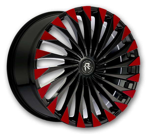 Revenge Luxury Wheels RL-106 24x9 Black Red Face 6x135/5x139.7 +25mm 87.1mm