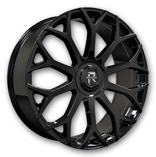 Revenge Luxury Wheels RL105 24x9 Gloss Black With Floater Cap 6x135/6x139.7 +25mm 87.1mm
