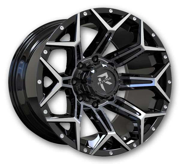 Revenge Offroad Wheels RV-202 20x9 Black And Milled 8x180 +0mm 125.2mm