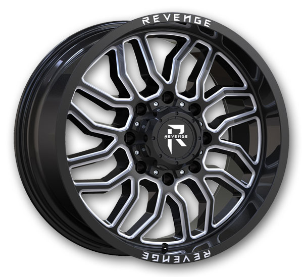 Revenge Offroad Wheels RV-205 20x12 Black And Milled 8x165.1 -44mm 125.2mm
