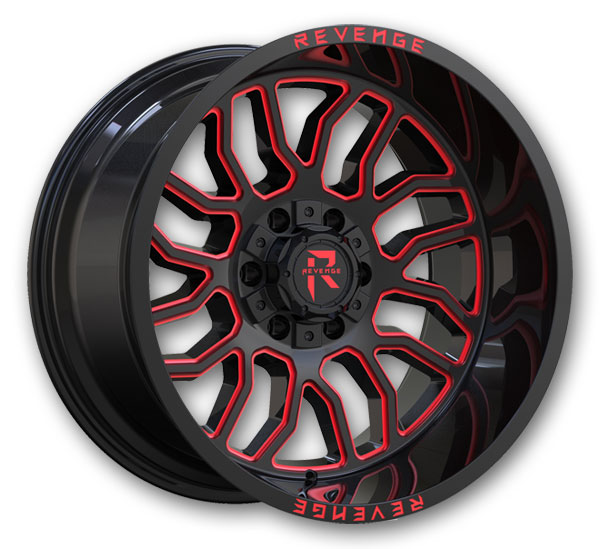 Revenge Offroad Wheels RV-205 22x12 Black And Red Milled  8x165.1 -44mm 125.2mm