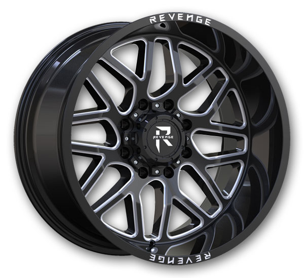 Revenge Offroad Wheels RV-206 22x12 Black And Milled 8x180 -44mm 125.2mm