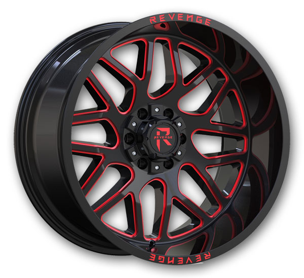 Revenge Offroad Wheels RV-206 20x9 Black Red Milled 5x127/5x139.7 +0mm 78.1mm