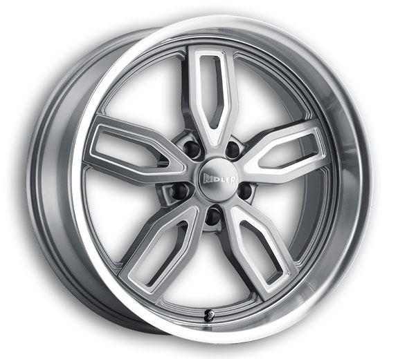 Ridler Wheels 608 20x8.5 Grey W/ Milled Spokes & Diamond Lip 5x127 +0mm 78.3mm