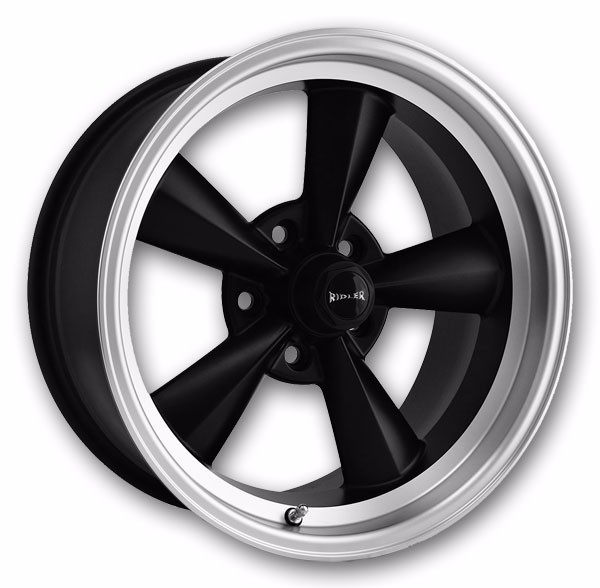 Ridler Wheels 675 17x9.5 Matte Black with Machined Lip 5x120 -5mm 83.82mm