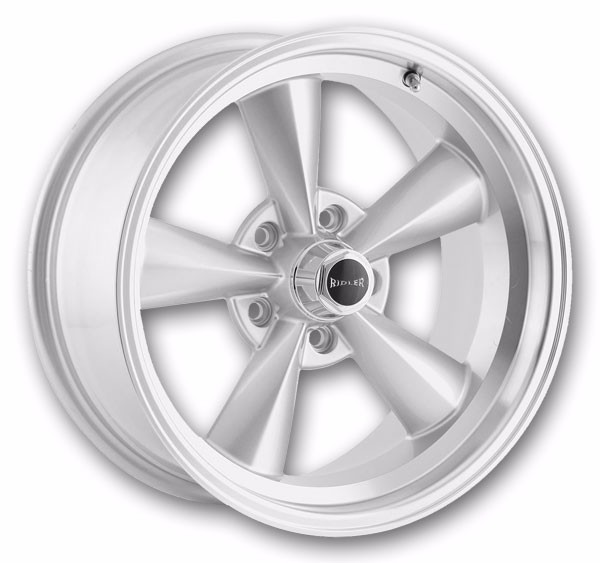 Ridler Wheels 675 17x9.5 Silver/Machined Lip 5x120 -5mm 83.82mm