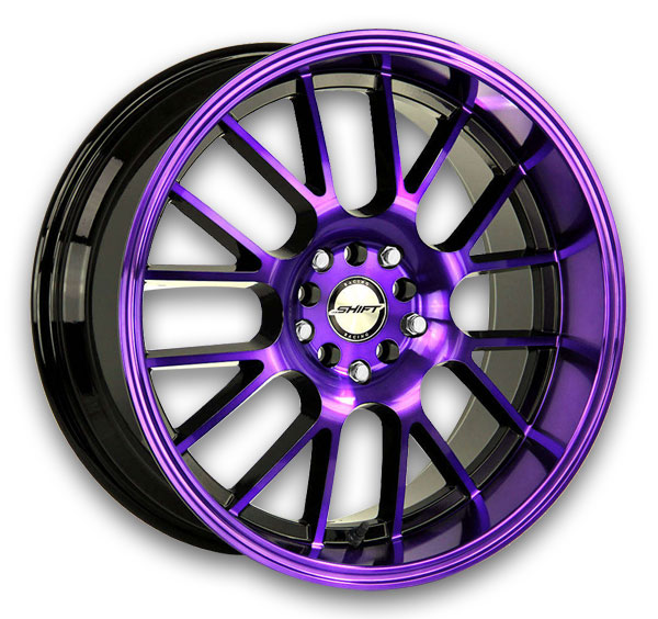 Shift Wheels Crank 17x7.5 Gloss Black Purple Machined 5x100/5x114.3 +30mm 73.1mm
