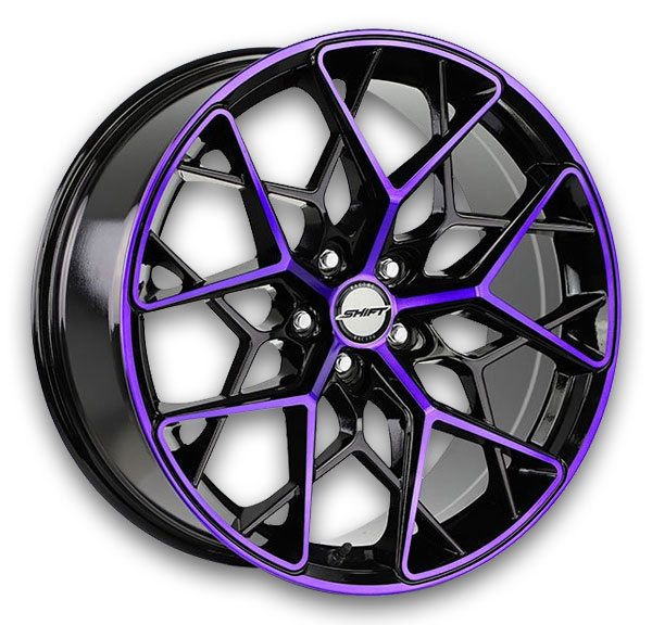 Shift Wheels Piston 18x8.5 Gloss Black Purple Machined 5x120 +35mm 73.1mm
