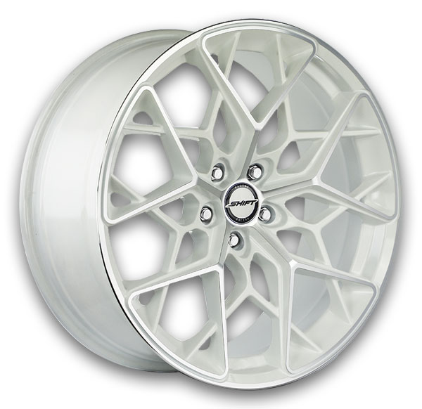 Shift Wheels Piston 20x8.5 White Machined 5x114.3 +35mm 73.1mm