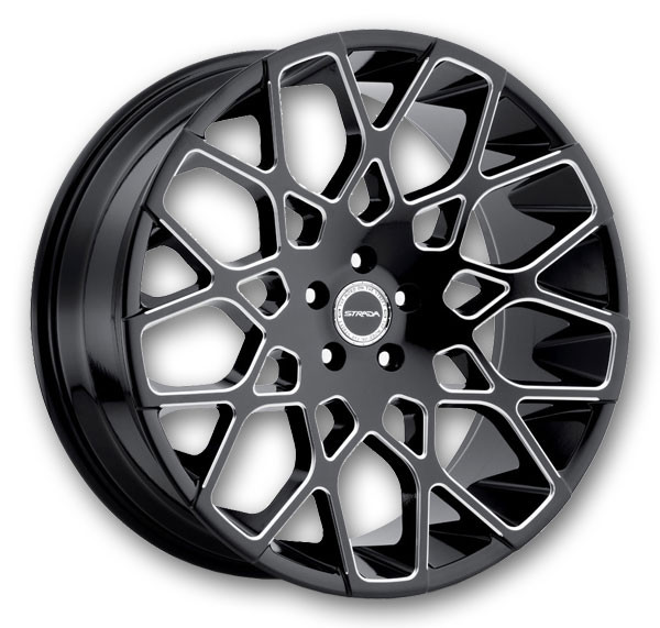 Strada Wheels Buca 26x10 Gloss Black Milled Edge 6x139.7 +26mm 87.1mm