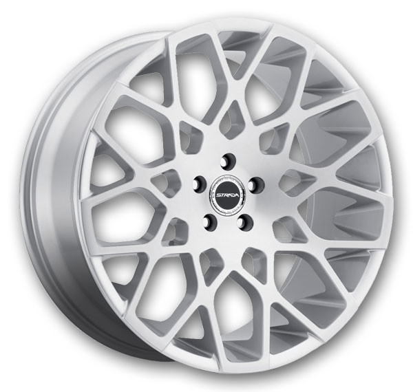 Strada Wheels Buca 22x9.5 Brushed Face Silver 5x120 +25mm 72.6mm