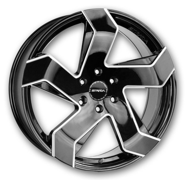 Strada Wheels Coltello 22x9 Gloss Black Milled Edge 5x114.3 +35mm 72.6mm
