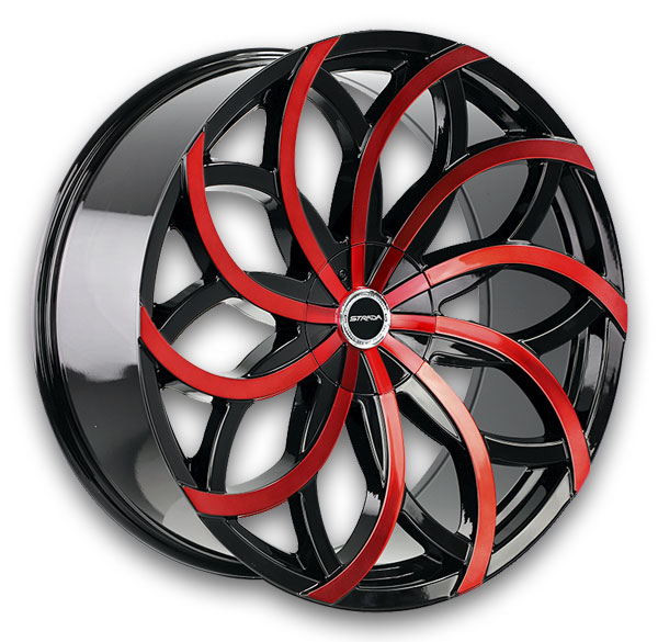 Strada Wheels Huracan 22x9.5 Gloss Black Candy Red Machine 5x115/5x120 +15mm 74.1mm
