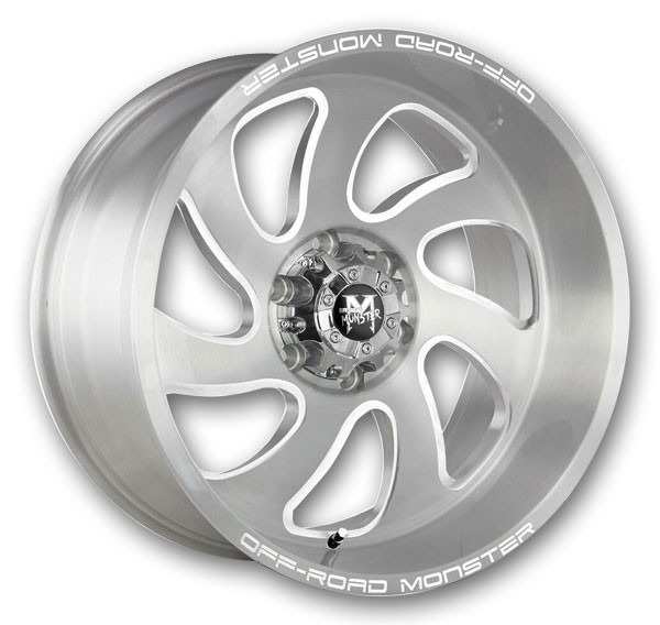 Off-Road Monster Wheels M07 22x12 Brushed Face Silver 6x139.7 -44mm 106.4mm