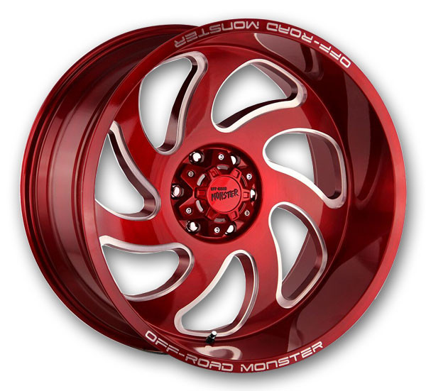Off-Road Monster Wheels M07 24x12 Candy Red 8x165.1 -44mm 125.2mm