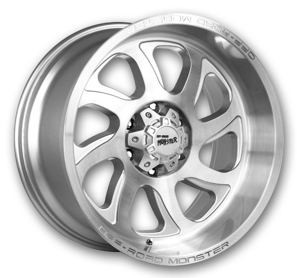 Off-Road Monster Wheels M22 22x12 Brushed Face Silver  -44mm 125.2mm
