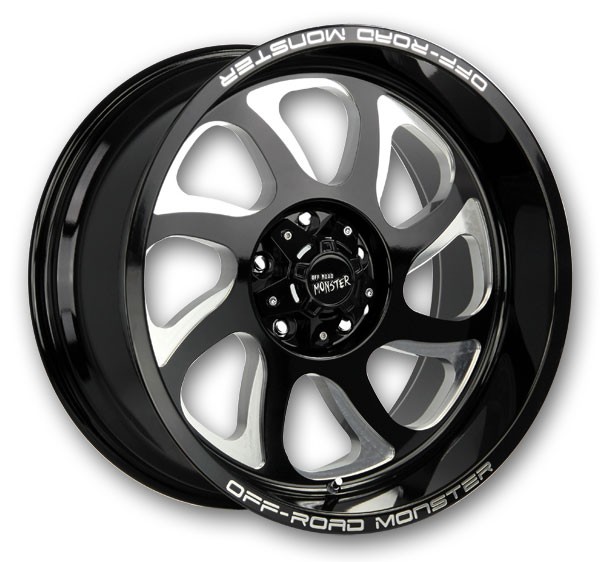 Off-Road Monster Wheels M22 20x10 Flat Black Milled Edge 6x139.7 -19mm 106.4mm