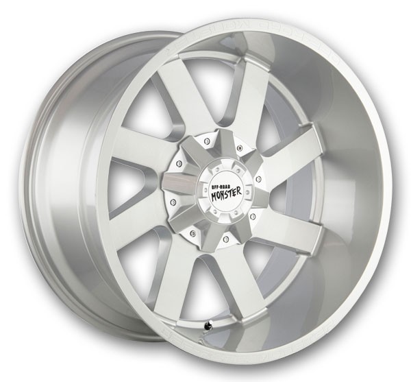 Off-Road Monster Wheels M80 22x12 Brushed Face Silver  -44mm 78.1mm