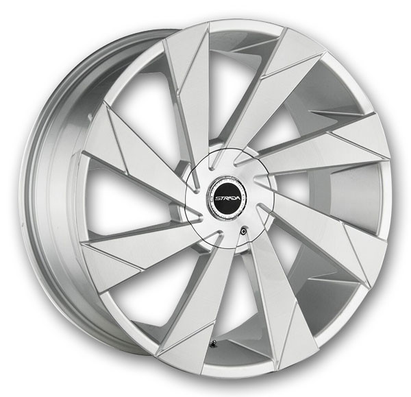 Strada Wheels Moto 22x9 Brushed Face Silver 5x112/5x115 +40mm 74.1mm