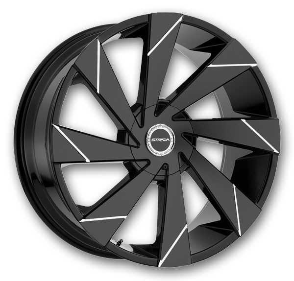 Strada Wheels Moto 20x8.5 Gloss Black Milled Line 6x135/6x139.7 +30mm 87.1mm