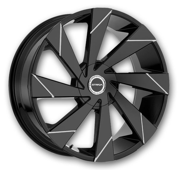 Strada Wheels Moto 22x9 Gloss Black Machined 5x127/5x139.7 +25mm 87.1mm