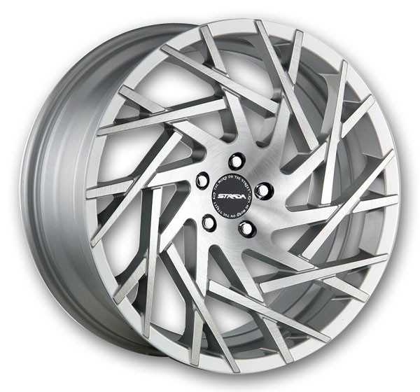Strada Wheels Nido 20x8.5 Brushed Face Silver 5x112 +35mm 72.6mm