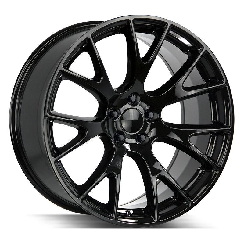 Replica Wheels Hellcat 22x9 All Gloss Black 5x115 +18mm 71.6mm