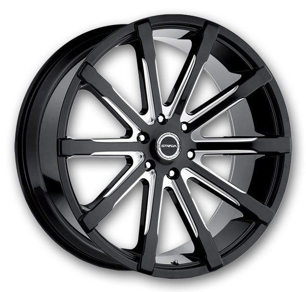 Strada Wheels Osso 24x10 Gloss Black Milled 5x115 +15mm 72.6mm