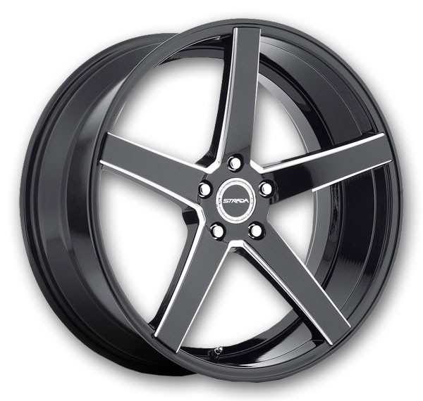 Strada Wheels Perfetto 24x9 Gloss Black Milled 5x139.7 +18mm 78.1mm
