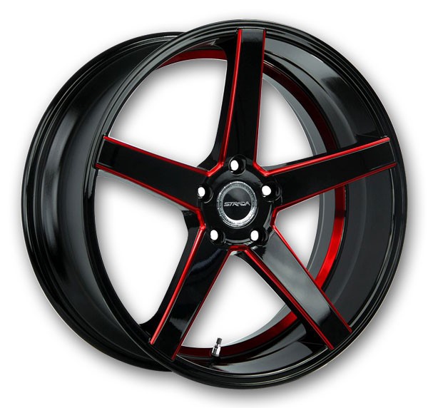Strada Wheels Perfetto 22x9 Gloss Black Candy Red Milled 5x115 +15mm 72.6mm