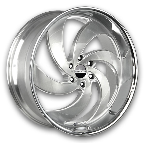 Strada Wheels Retro 6 26x10 Brushed Face Silver Milled SS 5x139.7 +18mm 87.1mm