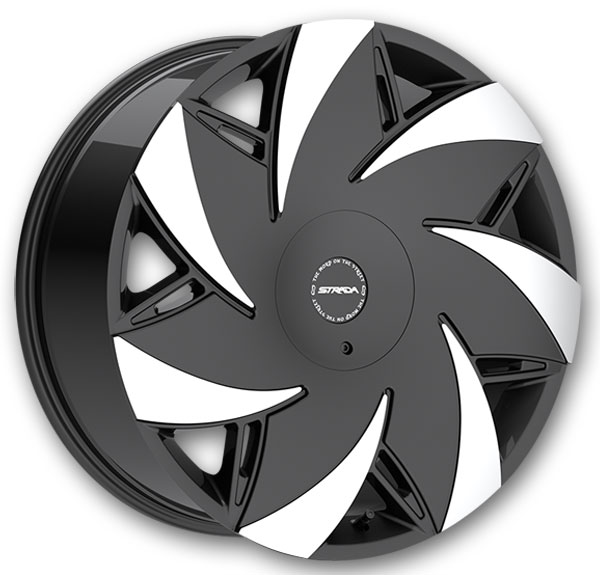 Strada Wheels Turbina 22x9 Gloss Black Machined Tips 5x112/5x115 +35mm 74.1mm