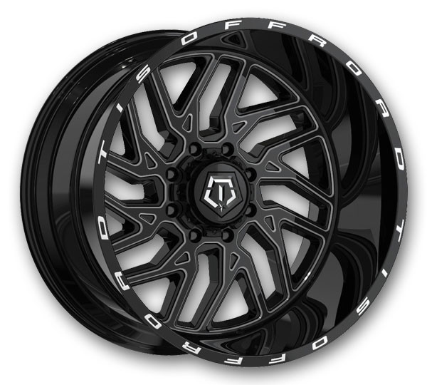 TIS Wheels 544BM  20x9 Gloss Black w/Milled Accents 8x180 +18mm 124.3mm