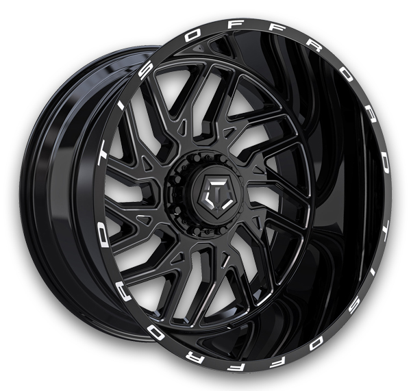 TIS Wheels 544GB 20x10 Gloss Black with Milled & Painted Lip Logo 8x170 -25mm 125.2mm