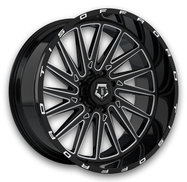 TIS Wheels 547BM 20x10 Gloss Black with Milled Accents and Lip Logo 6x139.7 -19mm 106.2mm