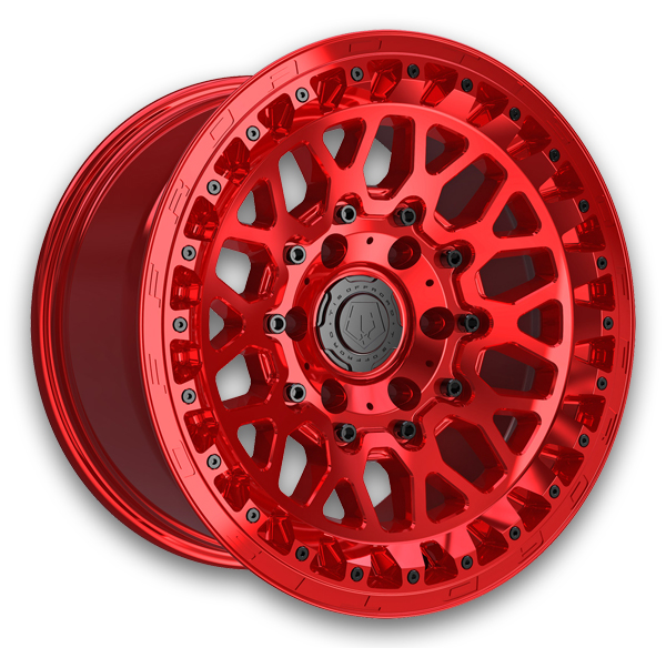 TIS Wheels 555MRT 17x9 Machined with Gloss Red Tint Clear Coat and Cast Logo & Lip Bolts 6x135 -12mm 87.1mm
