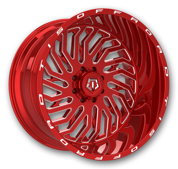 TIS Wheels 561RM 22x12 Red with Milled Spoke Accents 8x180 -44mm 124.3mm