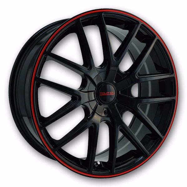 Touren Wheels 3260 TR60 20x8.5 Black with Red Ring 5x108/5x114.3 +40mm 72.62mm