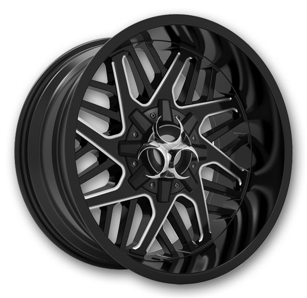 Toxic Off-Road Wheels Lethal 20x10 Black Milled 8x165.1 -25mm 125.2mm