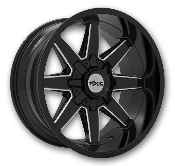 Toxic Off-Road Wheels Widow 20x10 Gloss Black and Milled 8x180 -25mm 125.2mm