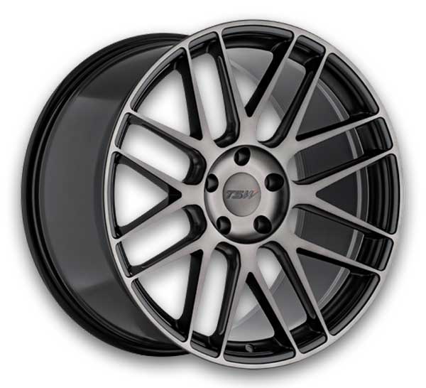 TSW Wheels Nord 20x10.5 Semi Gloss Black Milled-Machined Dark Tint Face 5x120 +22mm 76.1mm