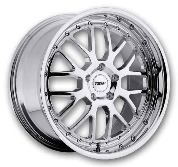 TSW Wheels Valencia 17x8 Chrome 5x114.3 20mm 76mm